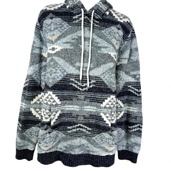 American Eagle Outfitters Hooded Sweater Size Large Grey, Black and White - Picture 1 of 7